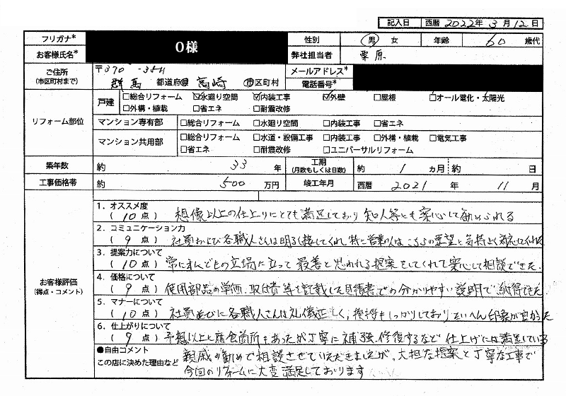 O様(群馬県高崎市)