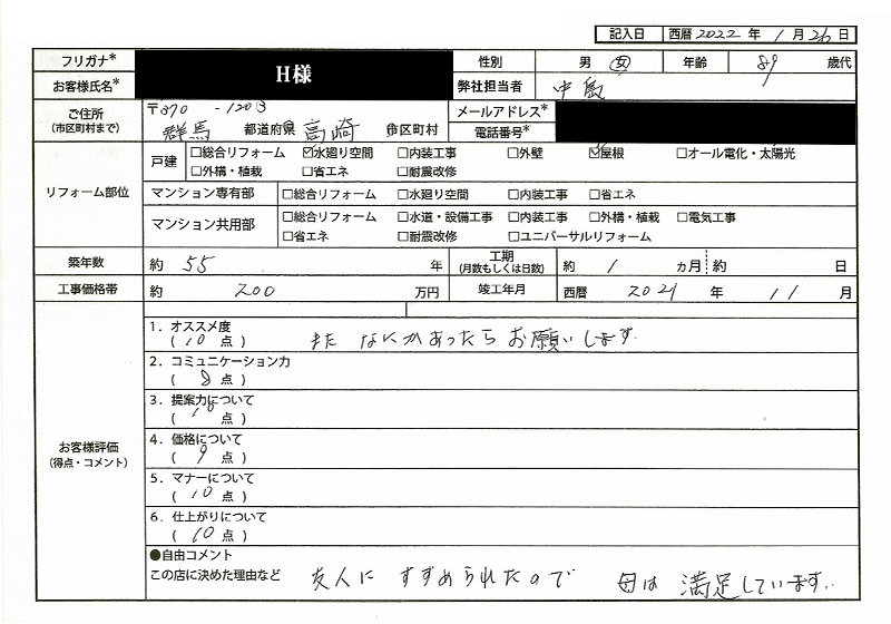  H様(群馬県高崎市)