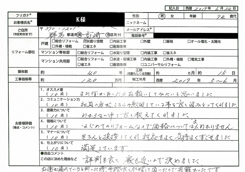K様(群馬県高崎市)