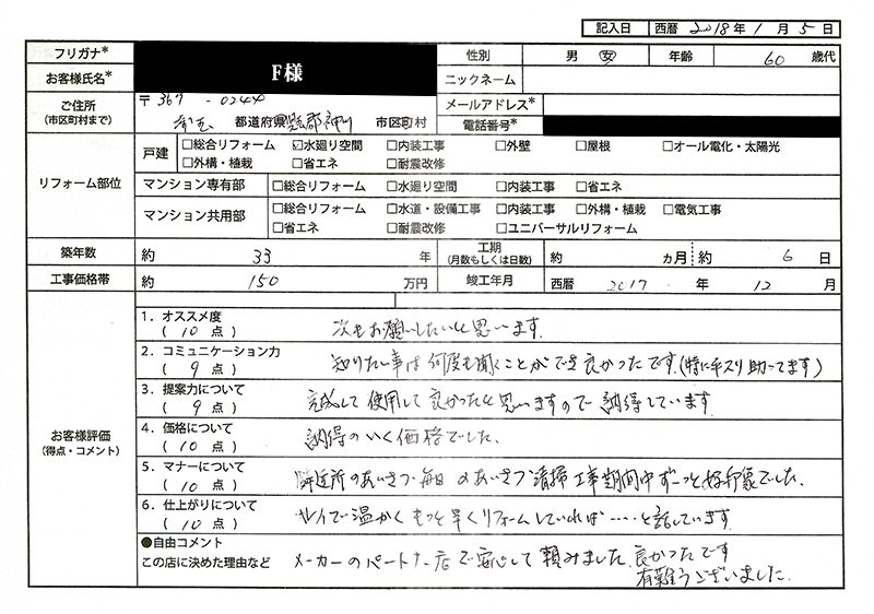  F様(埼玉県児玉郡神川町)