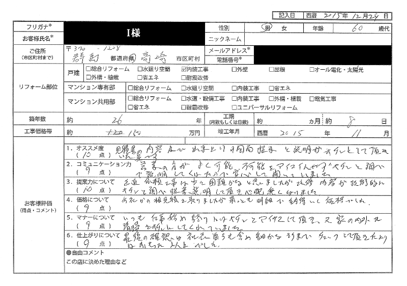  I様(群馬県高崎市)